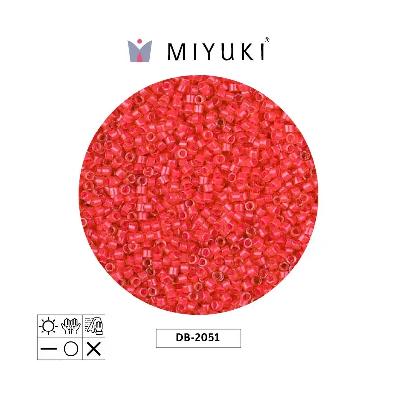 Miyuki delica 11/0 DB2051 neon poppy rojo x 50g