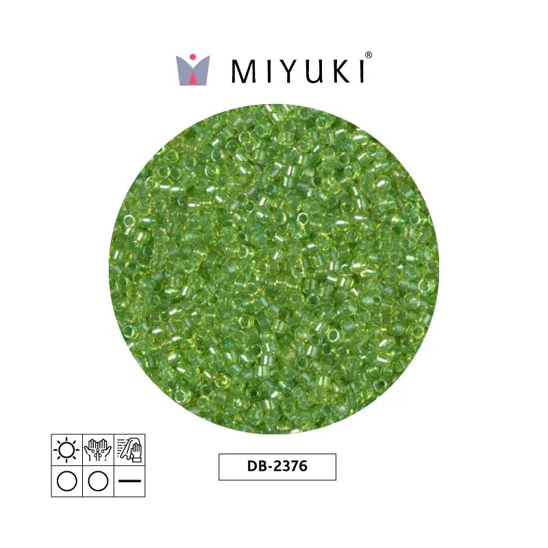 Miyuki delica 11/0 DB2376 color forrado verde chartreuse x 50g