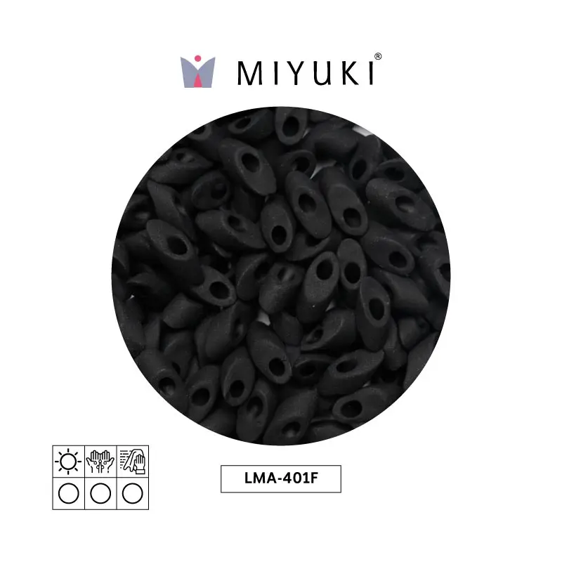 Miyuki long magatama 4x7mm LMA0401F opaco mate negro x 250g