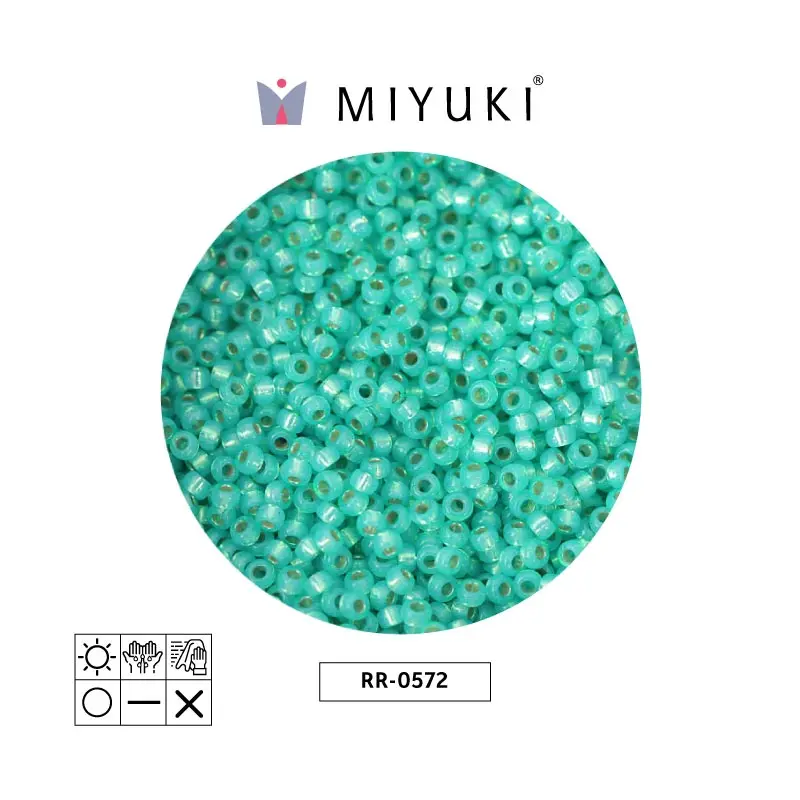 Mostacilla Miyuki rocalla 11/0 RR0572 azul verde plateado forrado alabaster x 250g