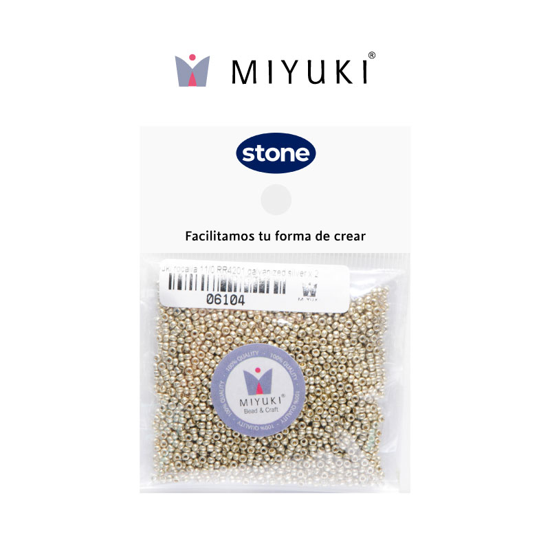 Mostacilla Miyuki rocalla 11/0 RR4201 galvanizado plateado x 25g