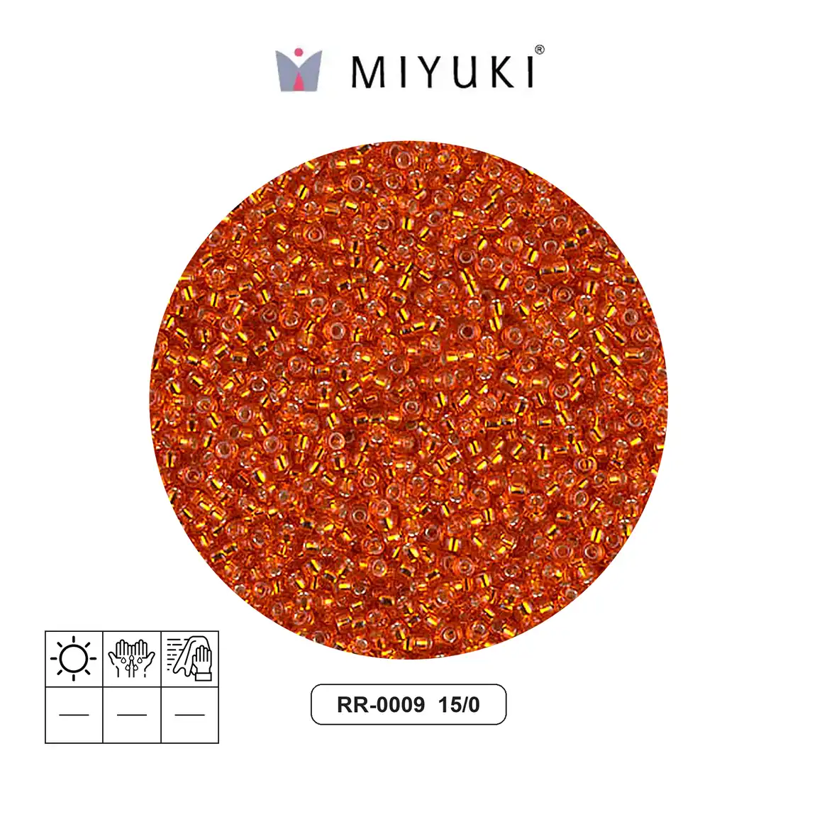 Mostacilla Miyuki rocalla 15/0 RR0009 plateado forrado oscuro naranja x 250g