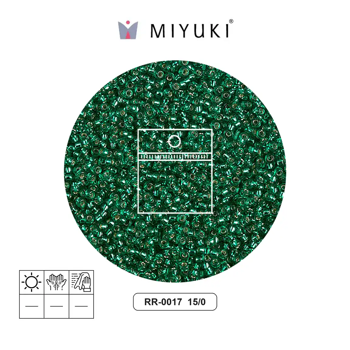 Mostacilla Miyuki rocalla 15/0 RR0017 plateado forrado esmerald x 10g