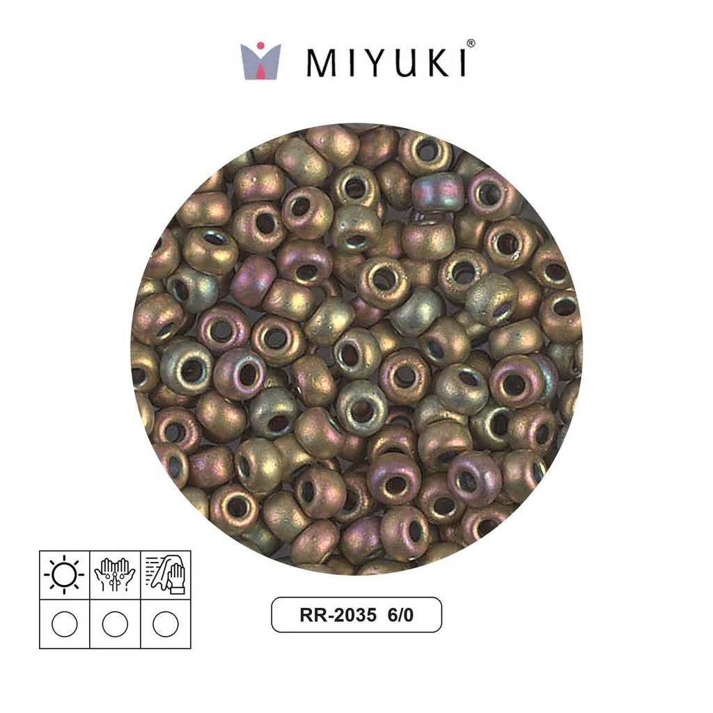 Mostacilla Miyuki rocalla 6/0 RR2035 matte opaque khaki AB x 250g