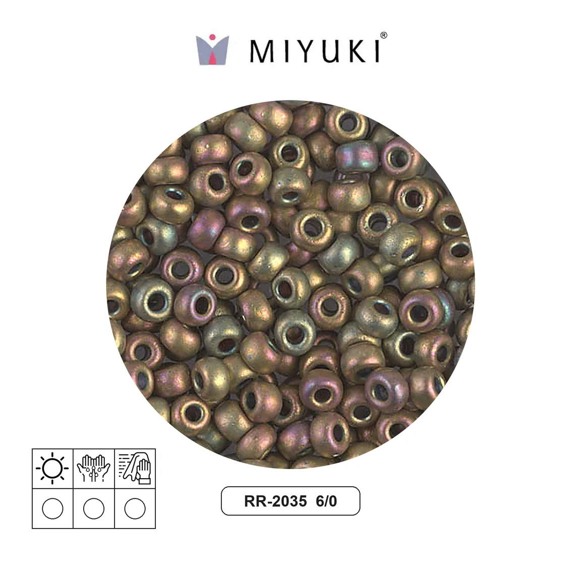 Mostacilla Miyuki rocalla 6/0 RR2035 matte opaque khaki AB x 250g