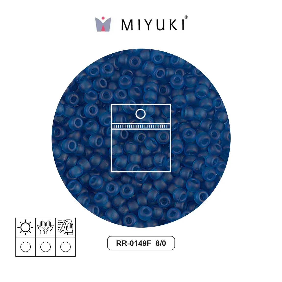Mostacilla Miyuki rocalla 8/0 RR0149F mate transparente capri azul x 10g