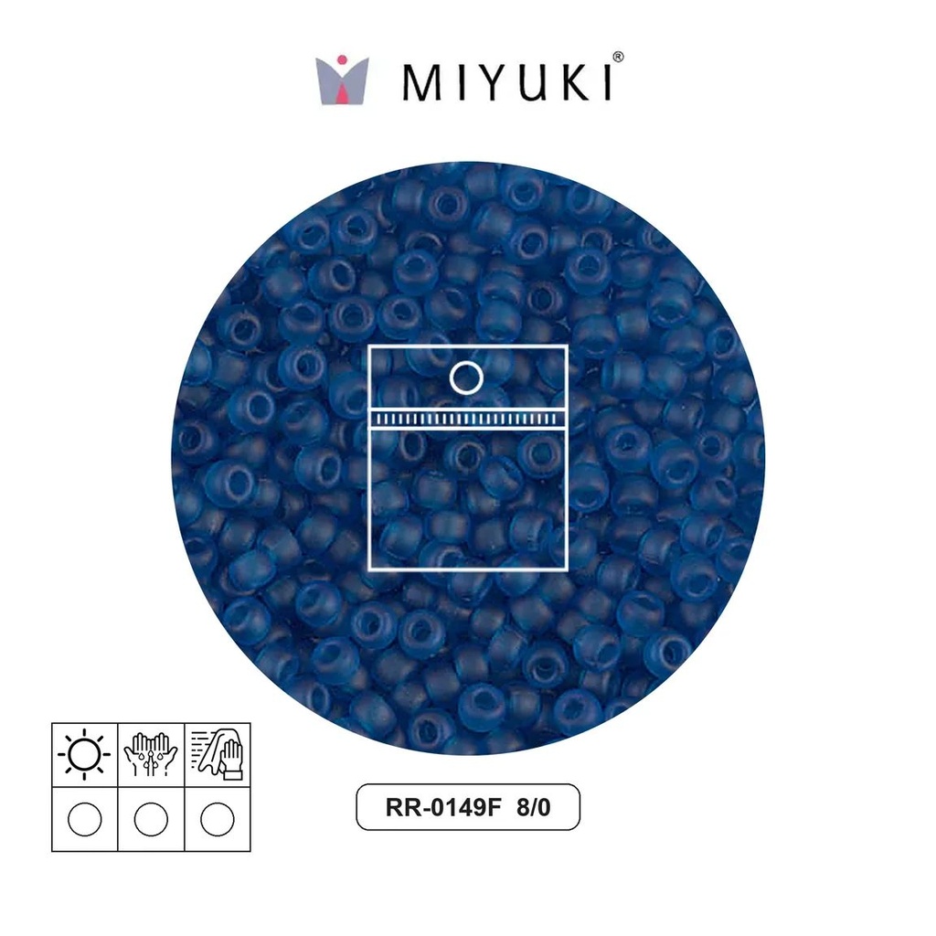 Mostacilla Miyuki rocalla 8/0 RR0149F mate transparente capri azul x 10g