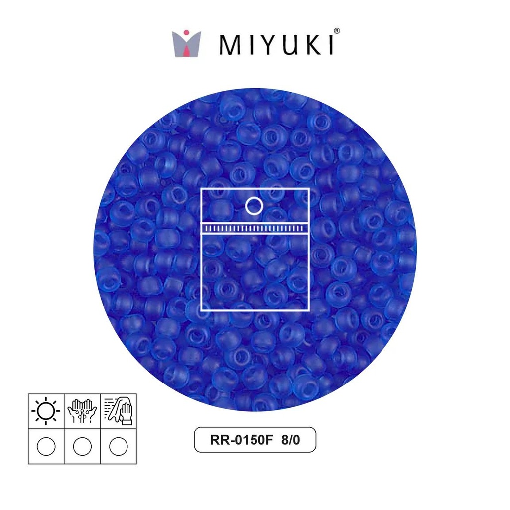 Mostacilla Miyuki rocalla 8/0 RR0150F mate transparente azul x 10g