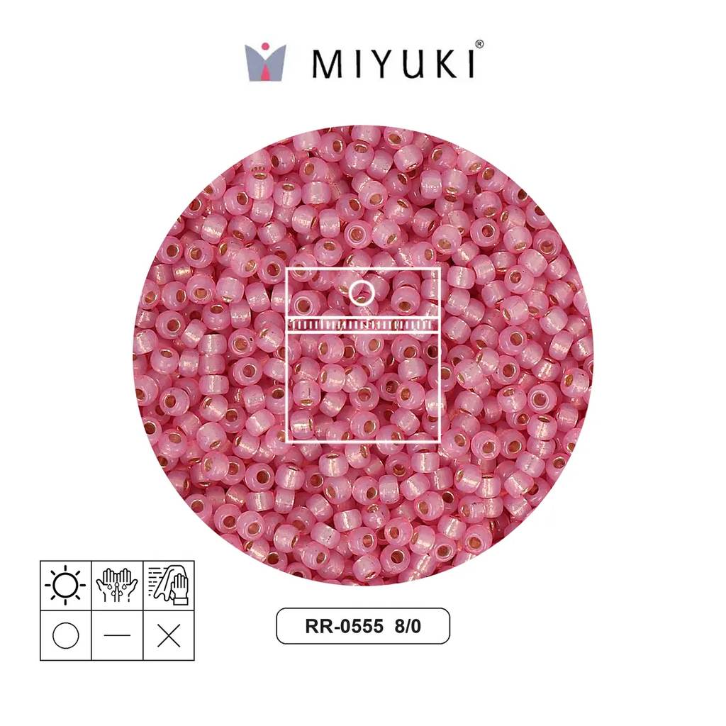 Mostacilla Miyuki rocalla 8/0 RR0555 plateado forrado orchid x 10g