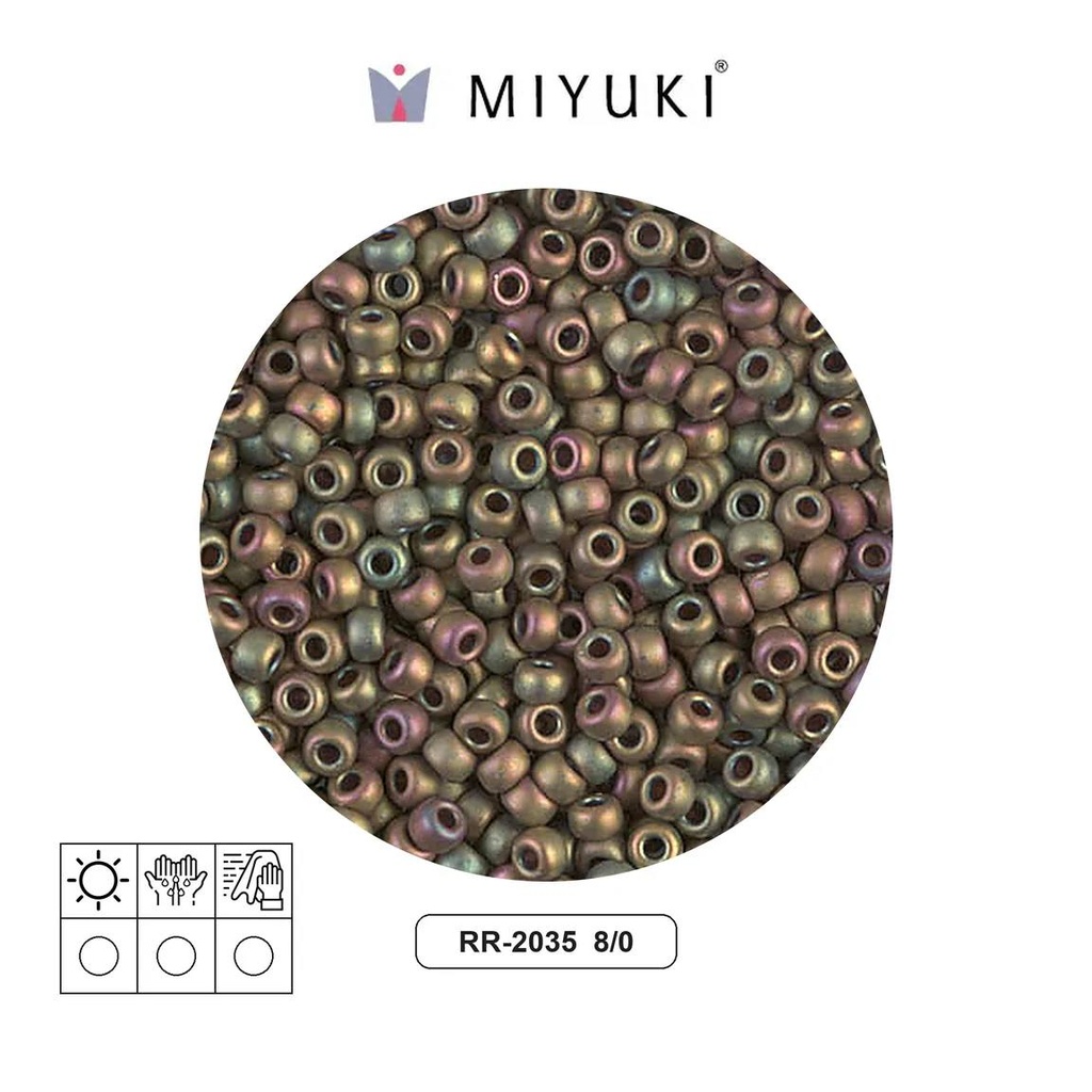 Mostacilla Miyuki rocalla 8/0 RR2035 matte opaque khaki AB x 250g