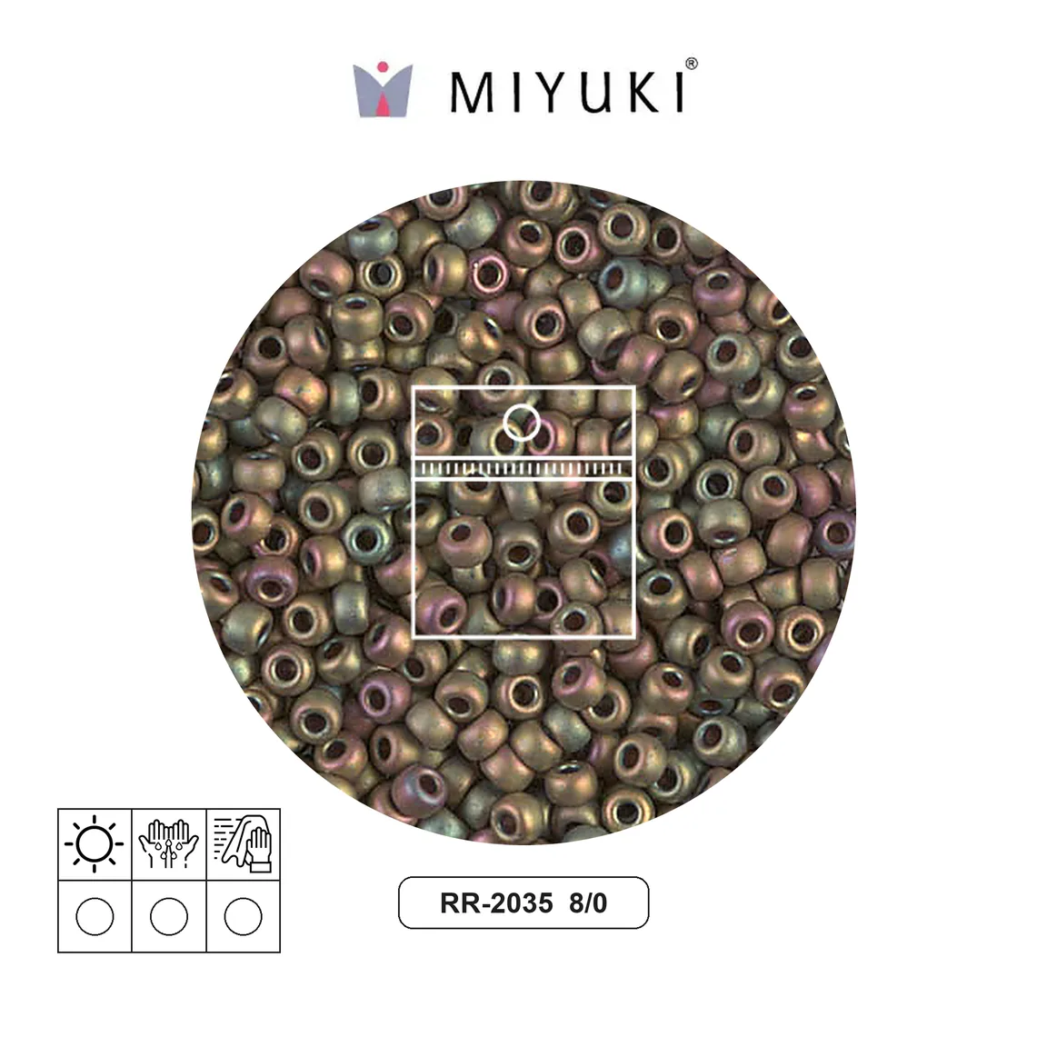 Mostacilla Miyuki rocalla 8/0 RR2035 matte opaque khaki AB x 25g