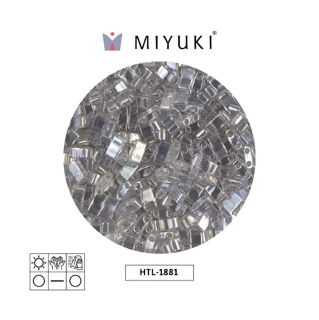Miyuki half tila 5x2.3x1.9mm HTL1881 transparente plateado dorado brillo x 50g
