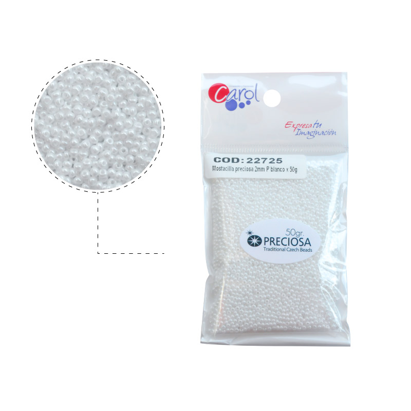 Mostacilla checa preciosa 10/0 2mm 46102 P blanco x 50g