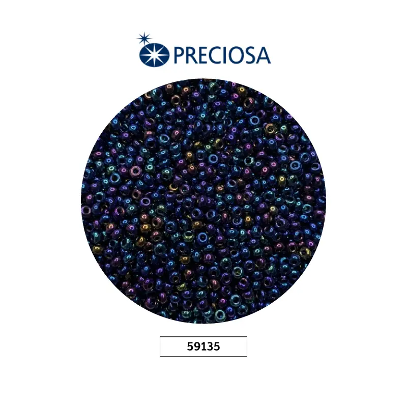 Mostacilla checa preciosa 10/0 2mm 59135 azul irizado x 500g