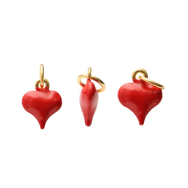 Dije esmaltado corazon rojo 5x4mm x und