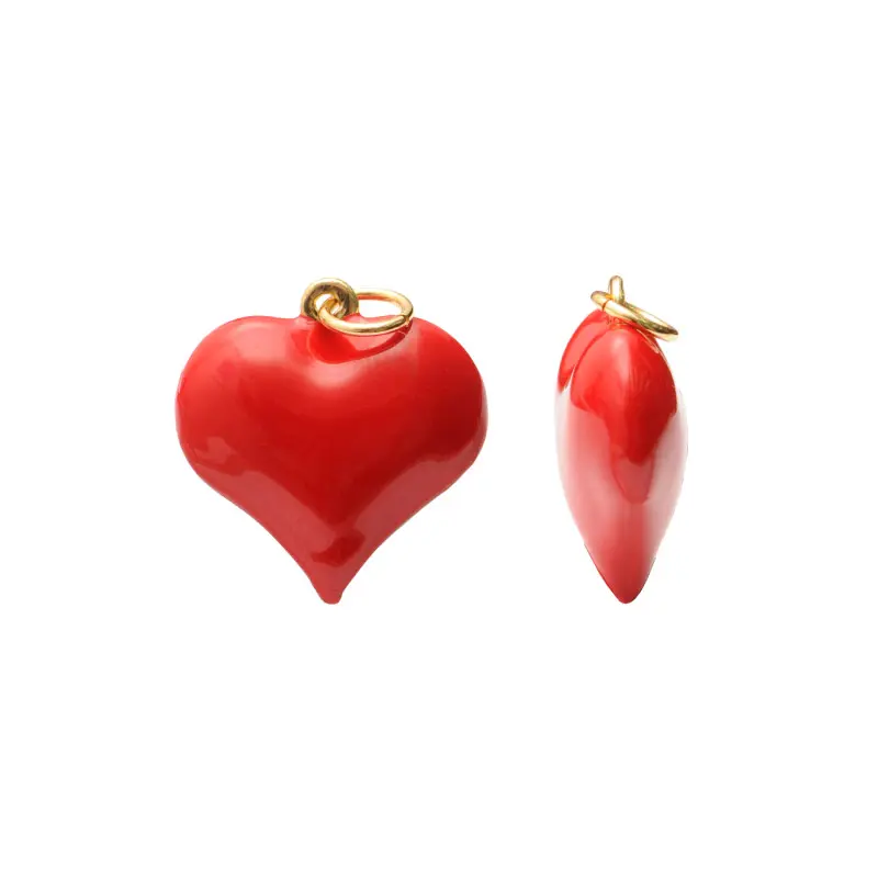 Dijes esmaltado corazon rojo 16mm x und