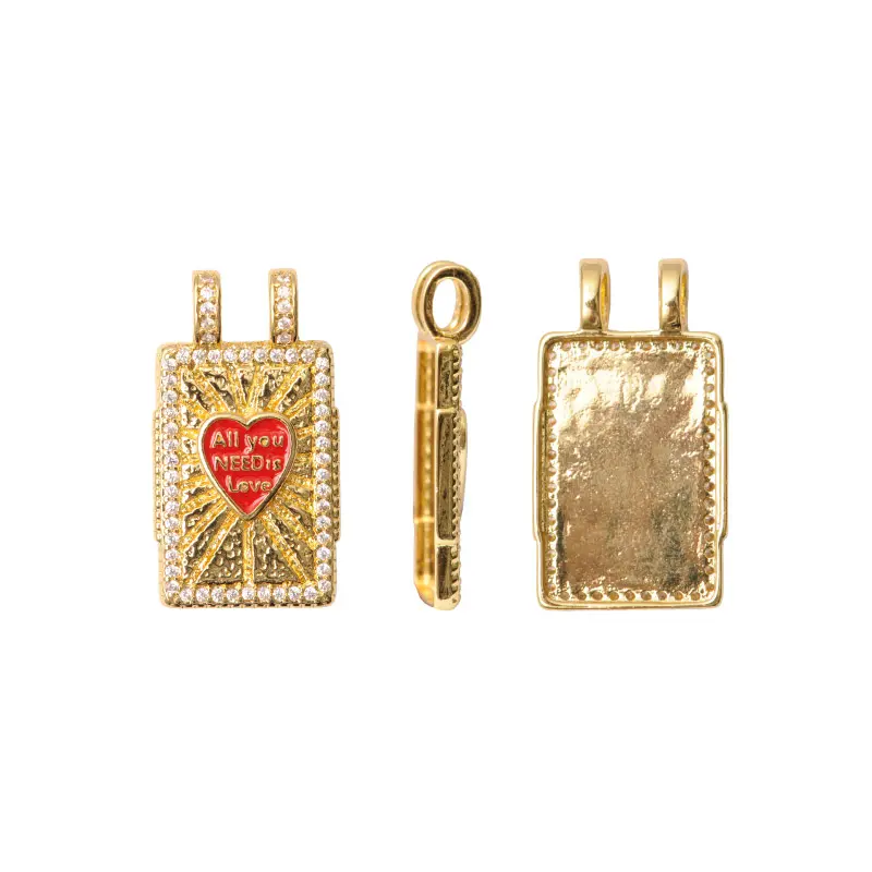 Dije rectangular corazon 15x27mm/Golfi x und