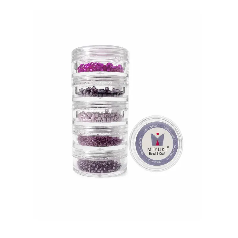 Kit 4- Miyuki Delica 5 Colores (2g c/u) + Organizador Apilable