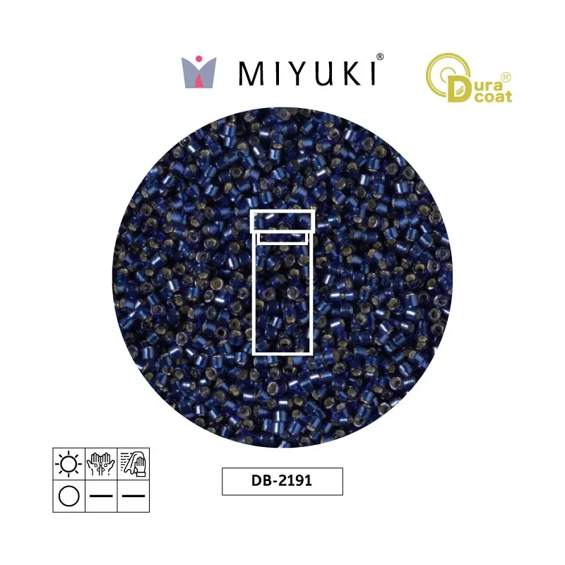 Miyuki delica 11/0 DB2191 plateado forrado azul Duracoat x 3g