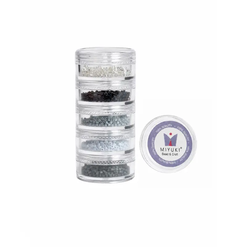 Kit 36 - Miyuki Delica 5 Colores (2g c/u) + Organizador Apilable