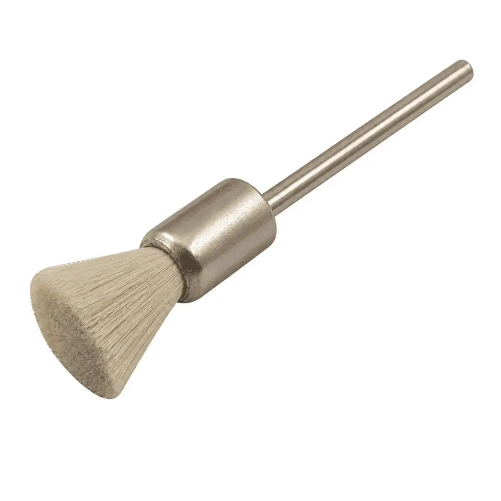 White Hair End Brush. Shank size: 3/32” BUF-012
