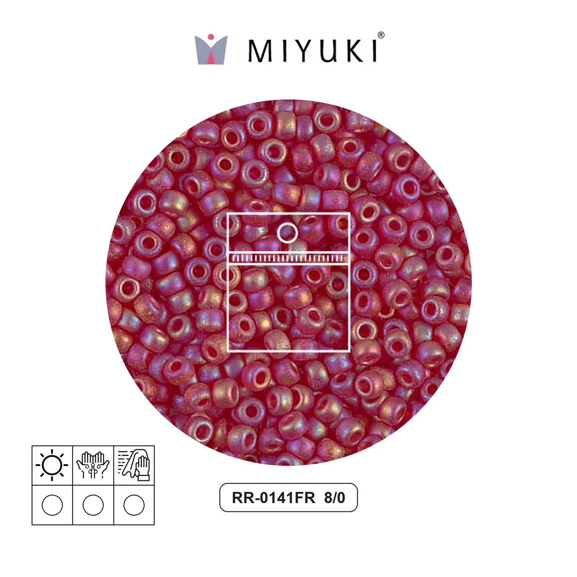 Mostacilla Miyuki rocalla 8/0 RR0141FR matte transparent ruby AB x 10g