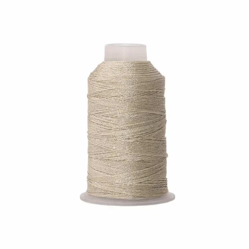 Hilo poliester metalizado 15 hilos L-76 champaña x rollo 150m