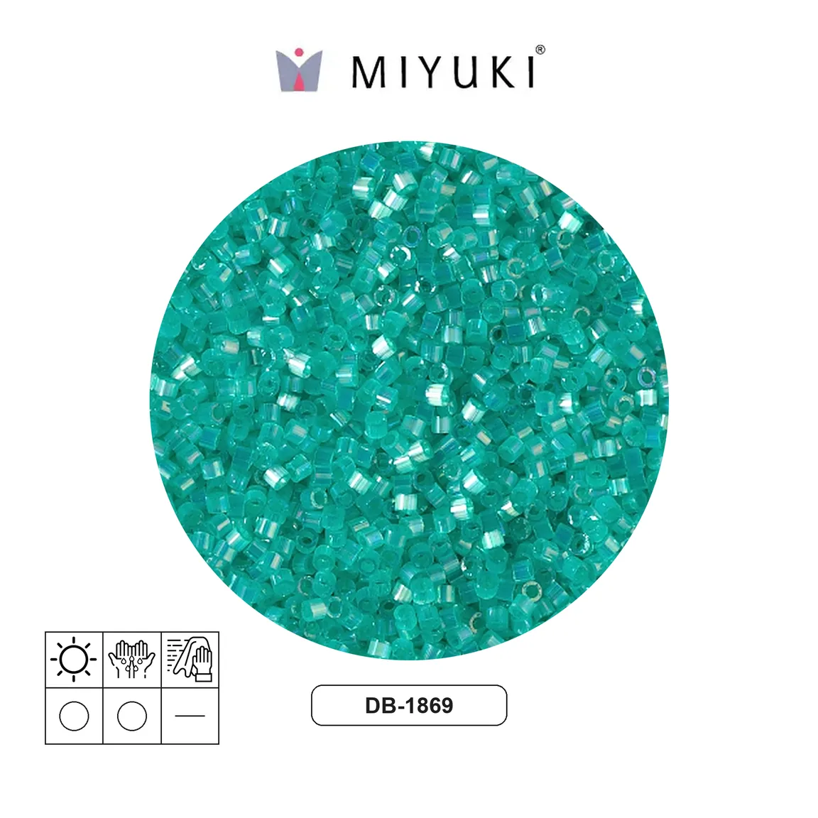 Miyuki delica 11/0 DB1869 color lined aqua green AB x 50g
