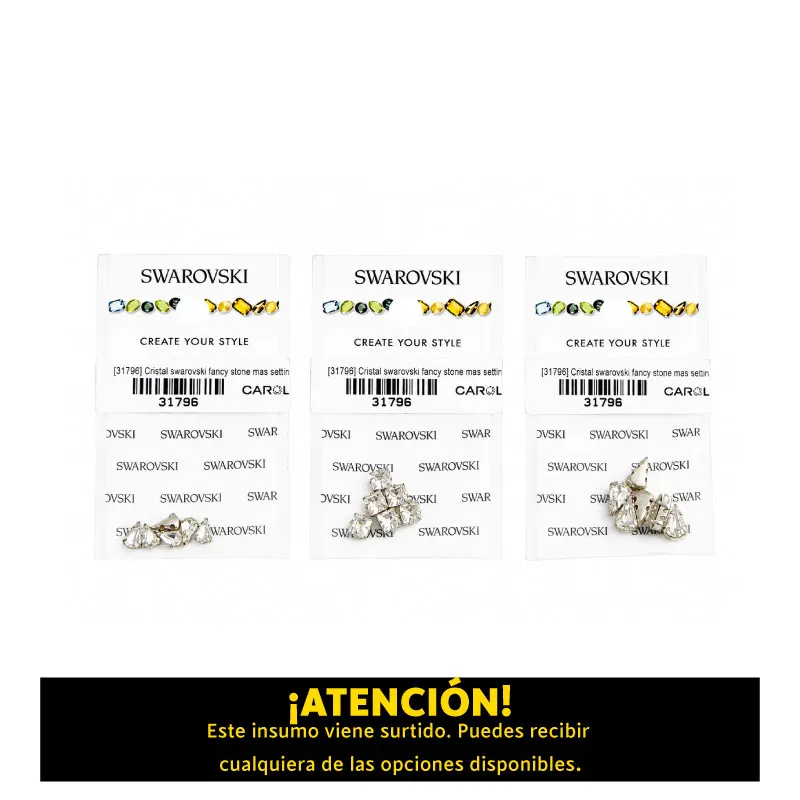 Cristal Swarovski Fancy Stone con setting pasante x6 und