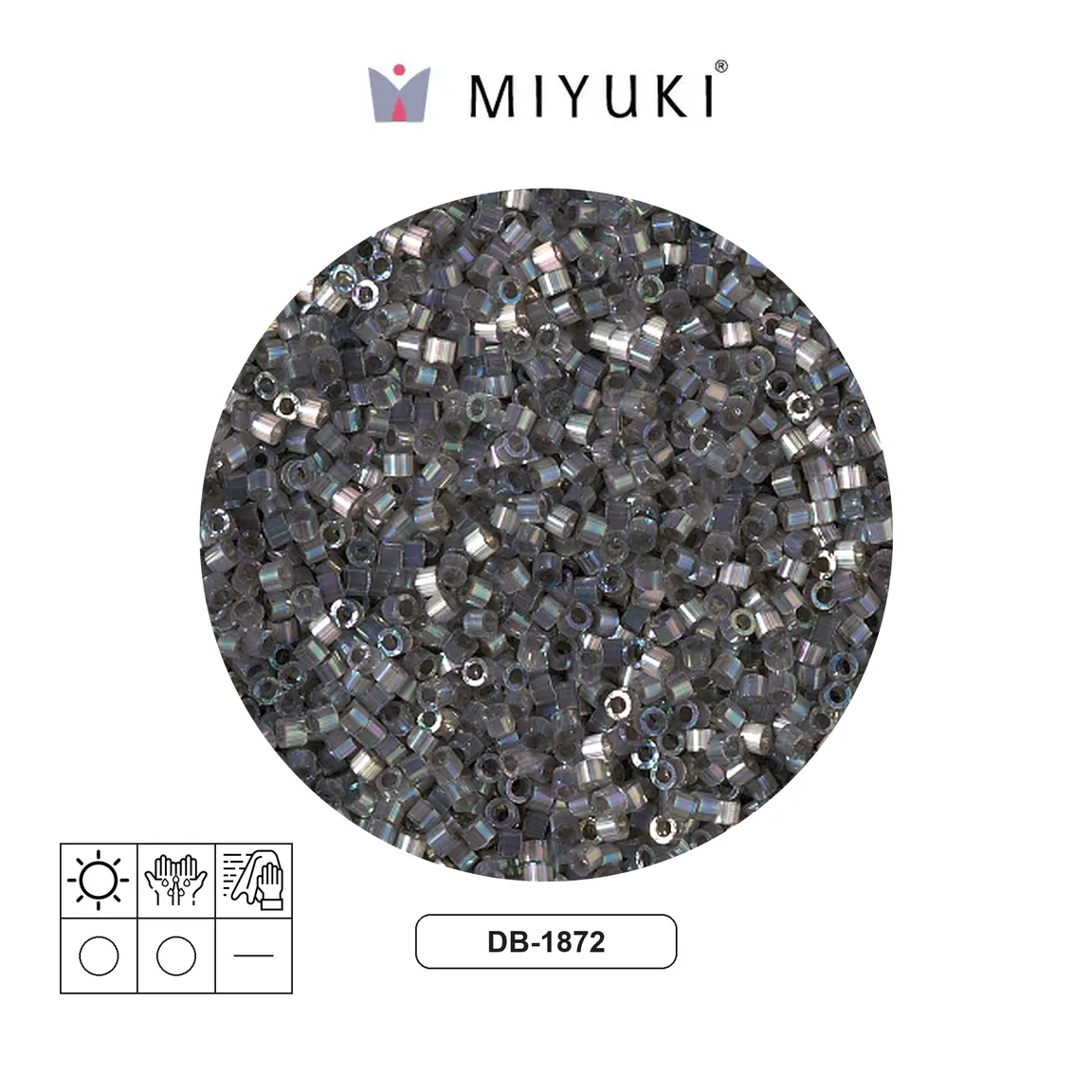 Miyuki delica 11/0 DB1872 color lined rusctic grey AB x 50g