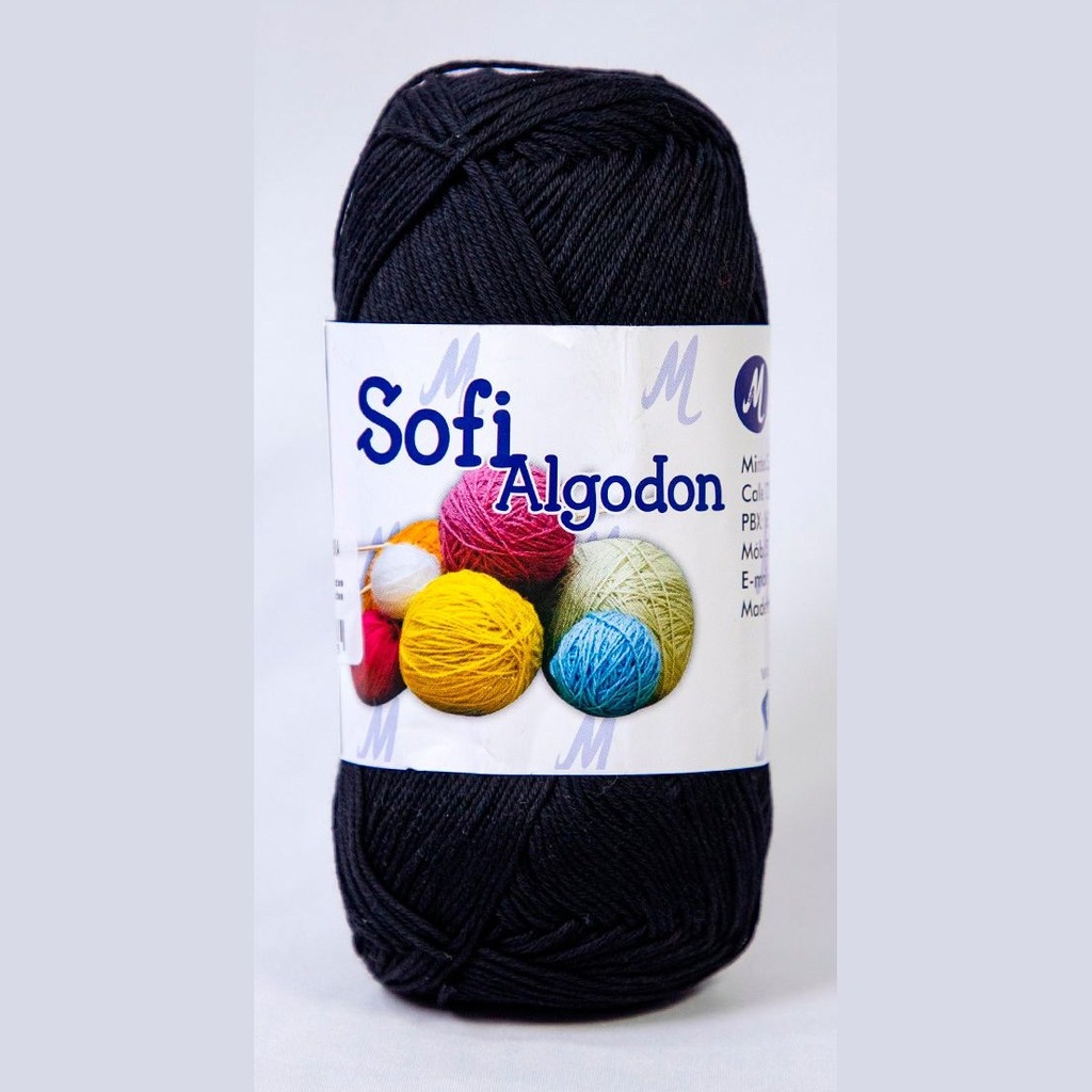 Ovillo lana amigurumi sofi 100% algodon 0087 negro x 100g