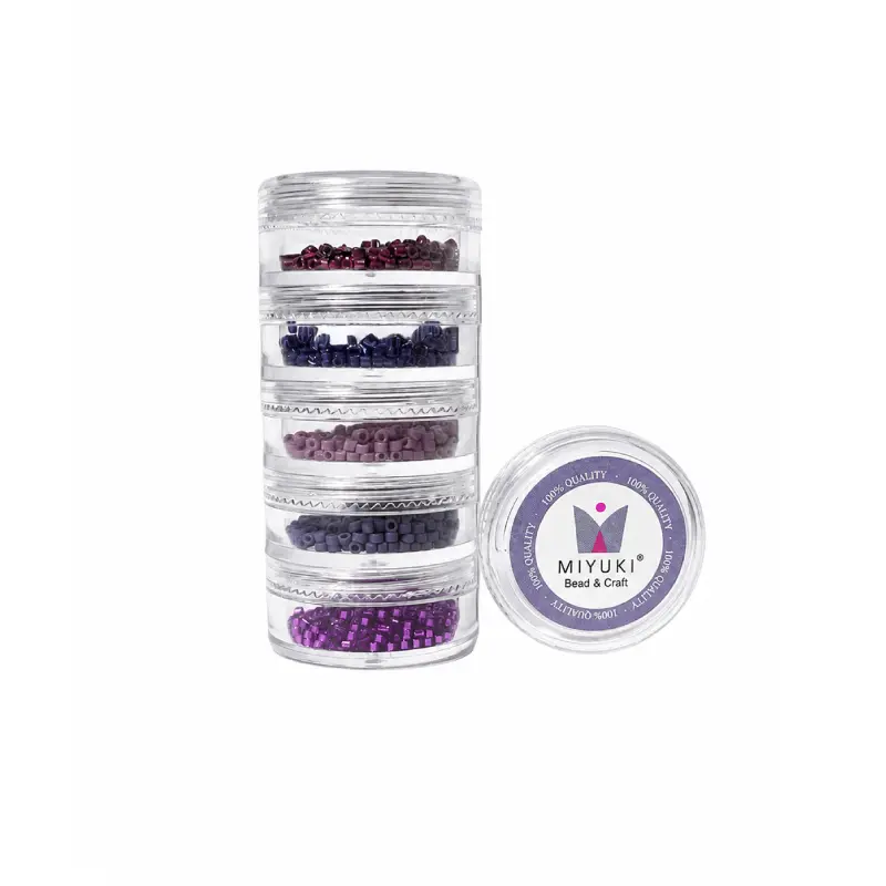 Kit 8 - Miyuki Delica 5 Colores (2g c/u) + Organizador Apilable