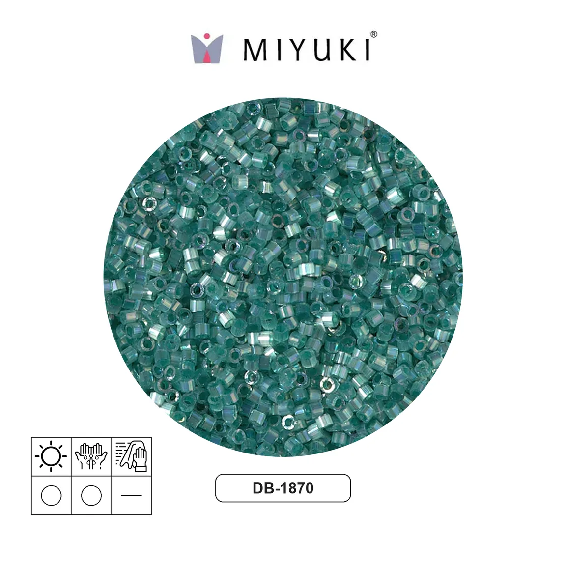 Miyuki delica 11/0 DB1870 color lined emerald AB x 50g