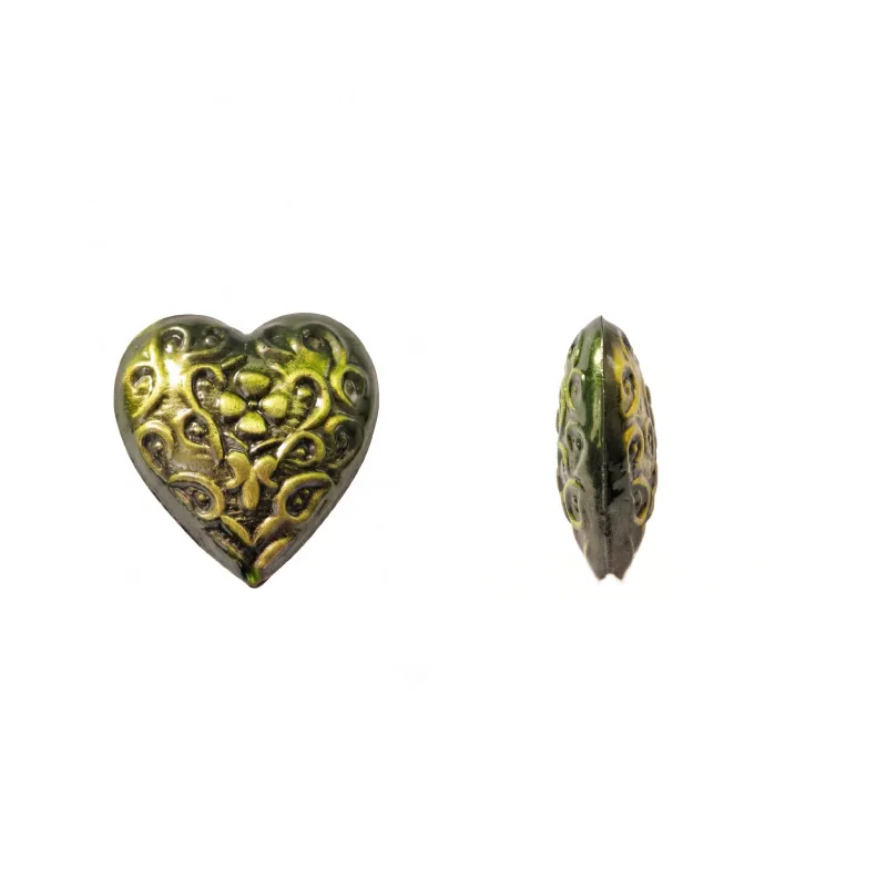 Herraje hindú K2215 corazón 27x25mm verde x 2 und