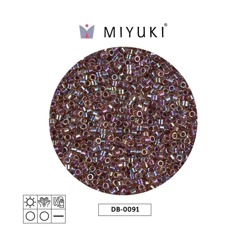 Miyuki delica 11/0 DB0091 cranberry lined light topaz AB x 50g