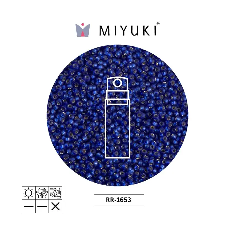 Mostacilla Miyuki rocalla 15/0 RR1653 mate plateado forrado dusk azul x 10g
