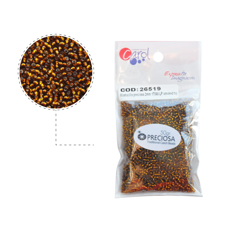Mostacilla checa preciosa 10/0 2mm 17090 LP smoked topaz x 50g