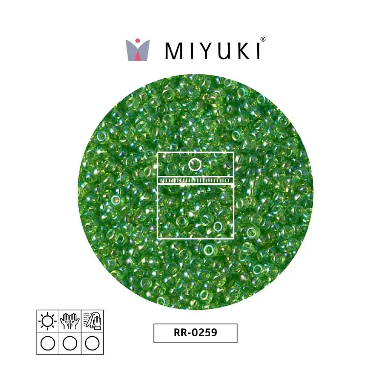 Mostacilla Miyuki rocalla 11/0 RR0259 transparente claro verde AB x 25g