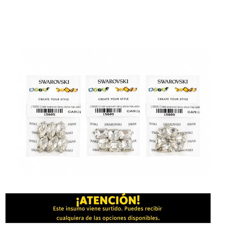 Cristal Swarovski Fancy Stone con setting pasante x6 und