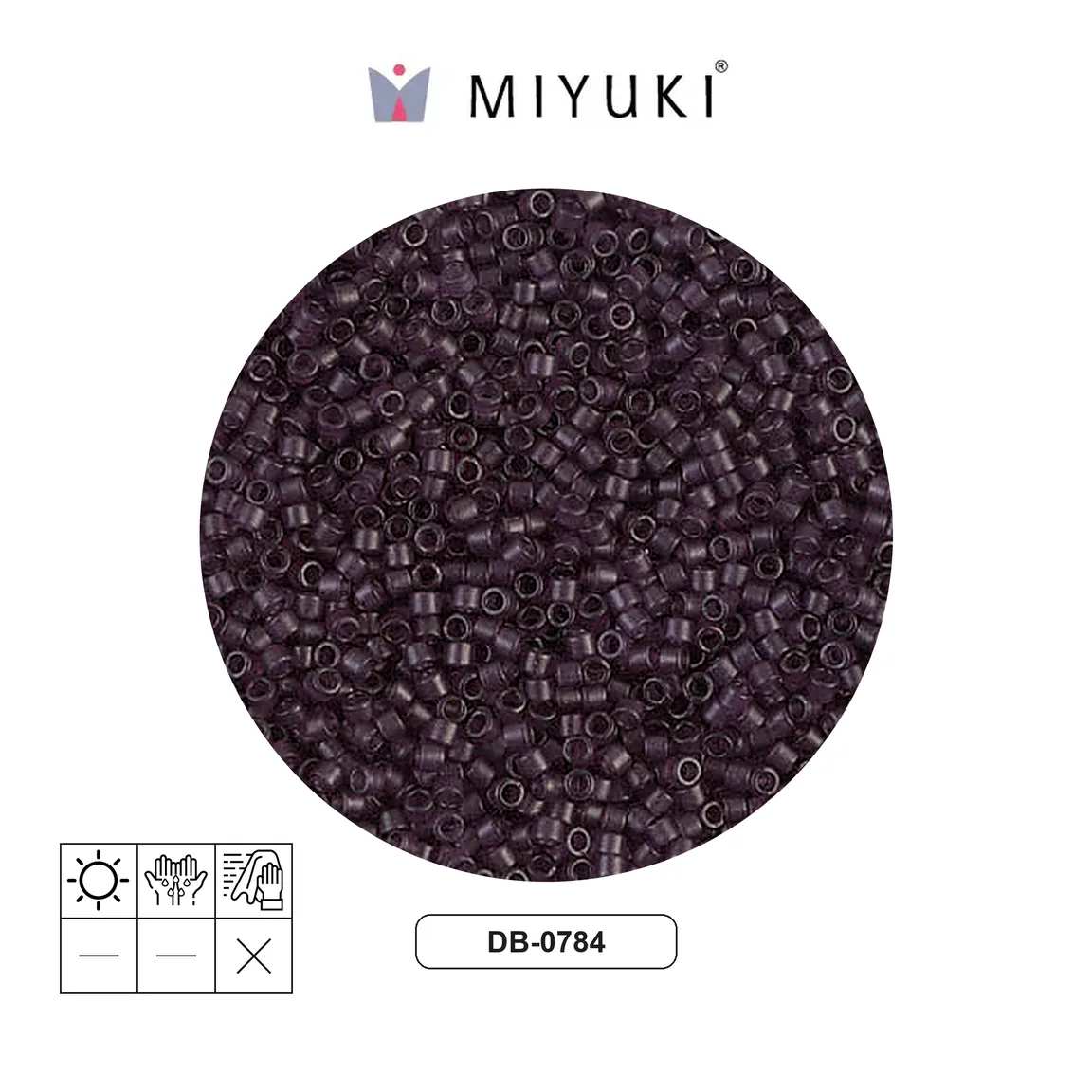 Miyuki delica 11/0 DB0784 frosted transparent dark smoky amet x 50g
