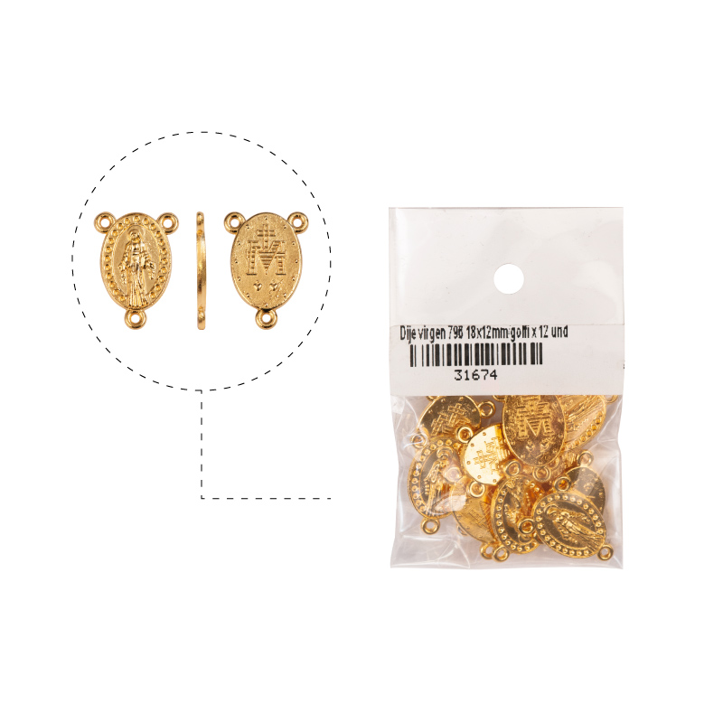 Crucero virgen milagrosa 796 18x12mm/golfi x 12 und