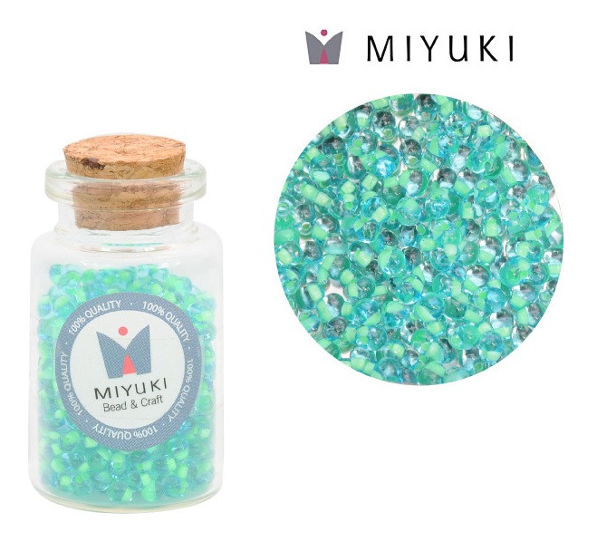 Miyuki drop beads 3.4mm DP0F20 verde azul x 25g
