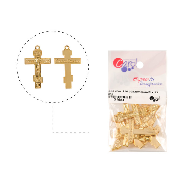 Cruz cristo ortodoxa 216 32x20mm/golfi x 12 und