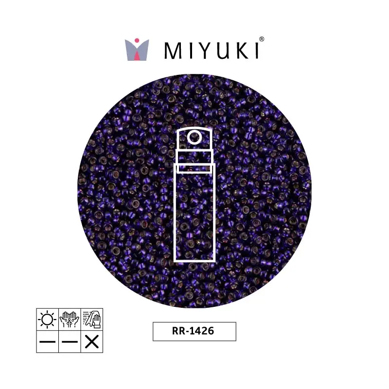 Mostacilla Miyuki rocalla 15/0 RR1426 plateado forrado oscuro morado x 10g