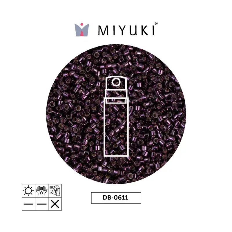 Miyuki delica 11/0 DB0611 plateado forrado rojo x 10g