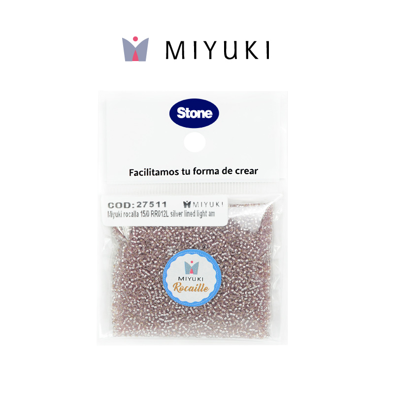 Mostacilla Miyuki rocalla 15/0 RR0012L plateado forrado claro morado x 25g