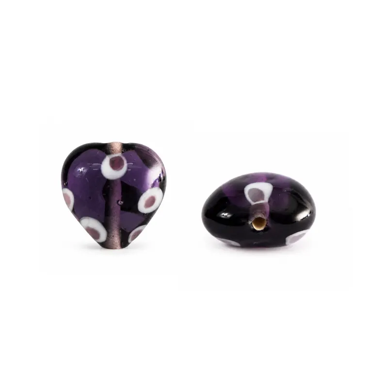Vidrio Hindú corazón 13mm morado BGT-3061 119 x und