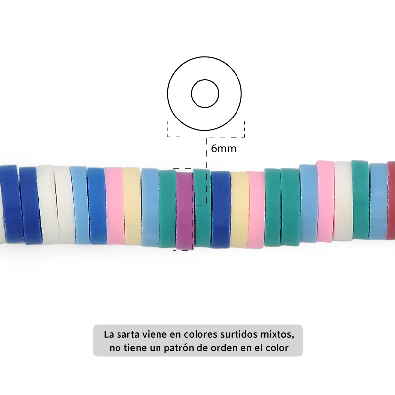 Sarta fimo disco 6mm 3 color mix x 39cm