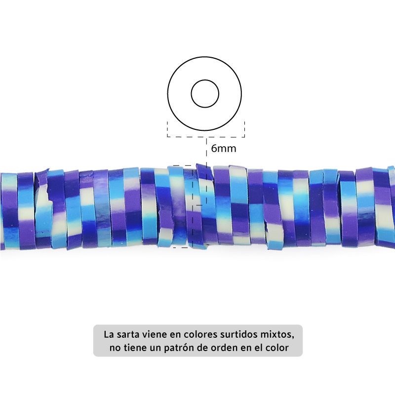 Sarta fimo disco 6mm 48 color mix x 39cm