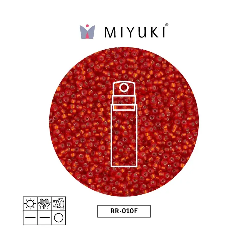 Mostacilla Miyuki rocalla 15/0 RR0010F mate plateado forrado flame rojo x 10g